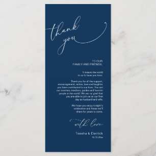 Boda Lugar Ajuste Gracias, Tarjeta Azul Navy