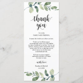 Boda Lugar Configuración de Eucalyptus Tarjeta de
