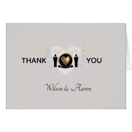 Boda macho de corazón gris | Tarjeta de agradecimi