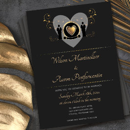 Boda macho del corazón del oro | Invitación