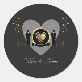 Boda macho del corazón del oro | PEGATINA