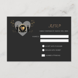 Boda macho del corazón del oro | Tarjeta RSVP
