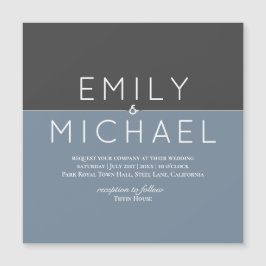 "Boda MAGNÉTICA Azul de acero Guardar La Invitació