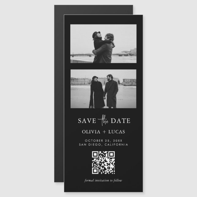 Boda magnético de franja fotográfica de código QR  (Anverso/Reverso)