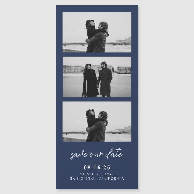 Boda magnético de la Marina Blue Photo Strip (Anverso)