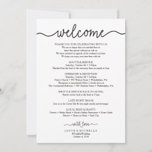 Boda manuscrito Itinerario - Bienvenida Boda