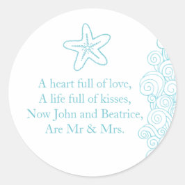 Boda mar estelar olas de playa aqua pegatina