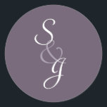 Boda marcado Sello para sobres eggplant<br><div class="desc">Pegatina de sello para sobres de berenjenas moradas con las iniciales de la novia y el novio. Si quieres ver este diseño en otro estilo o color,  envíame un correo electrónico a orchardgreetings@gmail.com. Estaría encantado de ayudarte.</div>