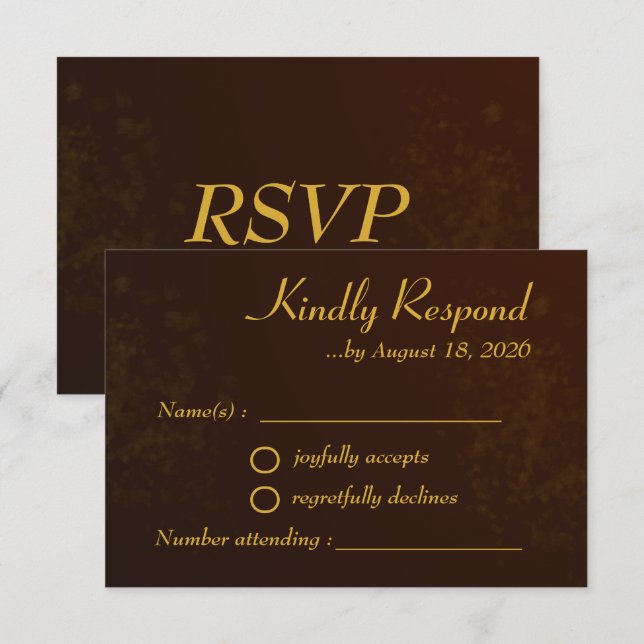 Boda marrón de chocolate oscuro RSVP (Anverso / Reverso)