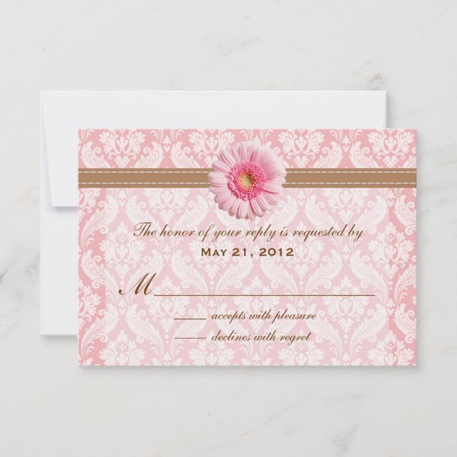 Boda marrón rosa pálido y marrón RSVP (Anverso)