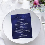 Boda Menú azul marino simple<br><div class="desc">Un menú boda clásico. Un fondo azul marino. El color azul es desigual. Texto blanco. Personalice y agregue su nombre,  fecha y menú. Puede añadir más texto,  fotos en la parte posterior. 1 hoja = 1 borde impreso del menú a borde.</div>