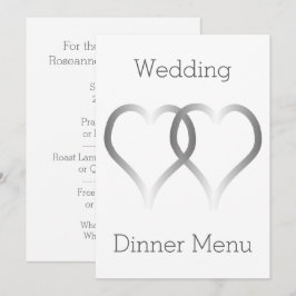 Boda Menú Corazones Plateados