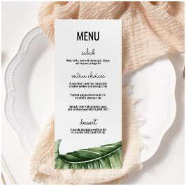 Boda/Menú de eventos de la hoja de plátano moderna