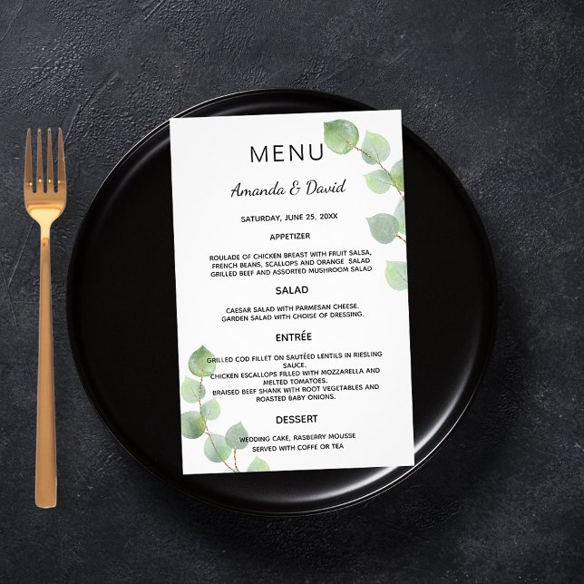 Boda Menú eucalipto verde presupuesto botánico (Subido por el creador)