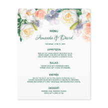 Boda Menú flor azul