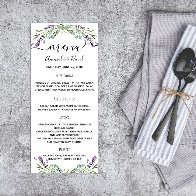 Boda Menú lavanda eucalipto verde (Subido por el creador)