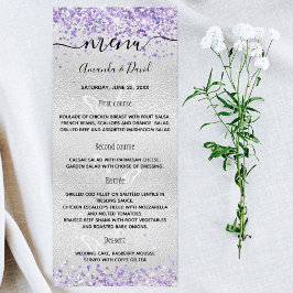 Boda Menú mariposas violeta de plata