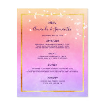 Boda Menú pastas arcoiris pájaros melocotones viol