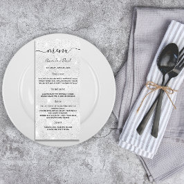 Boda Menú purpurina de plata cena