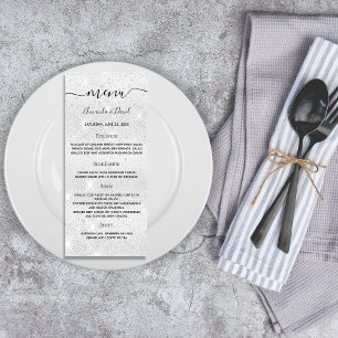 Boda Menú purpurina de plata cena