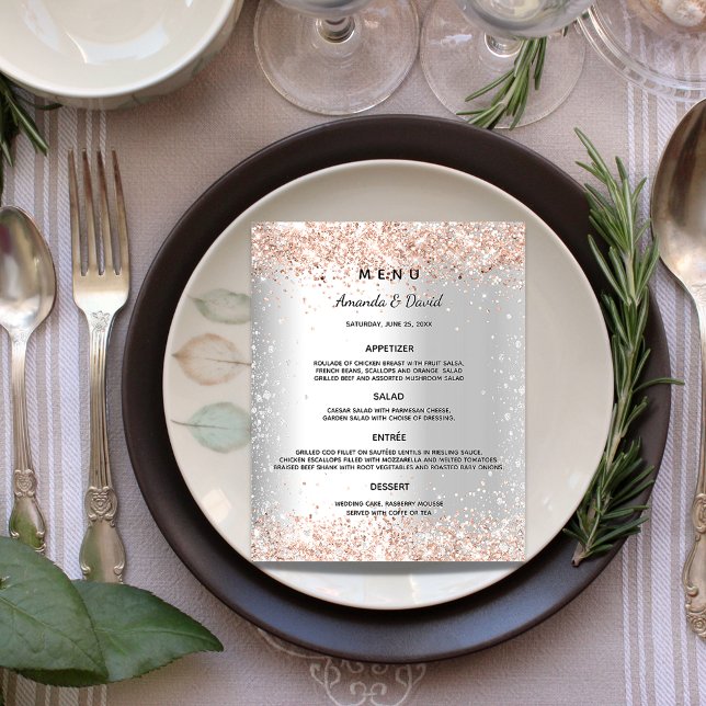 Boda Menú rosa de plata purpurina de oro chispas (Subido por el creador)