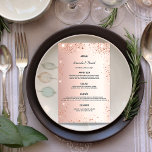 Boda Menú rosa oro purpurina polvo metálico<br><div class="desc">Un elegante menú de bodas. Rosa dorado falso fondo metálico,  decorado con un falso polvo purpurina. Plantillas para los nombres,  fecha y menú boda.</div>