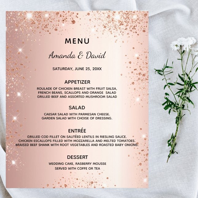 Boda Menú rosa purpurina oro chispa presupuesto (Subido por el creador)
