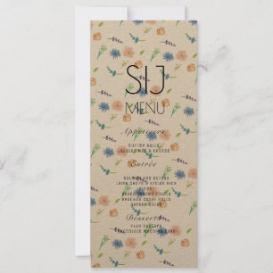 Boda Menú simple acuarela