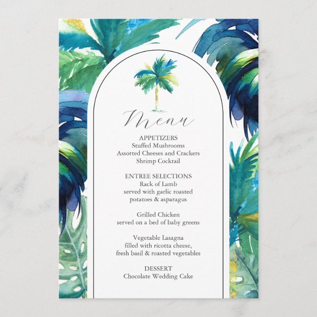 Boda Menus Boda de gallo tropical (Anverso)