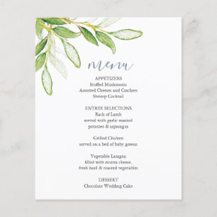Boda Menus Elegante vegetación botánica