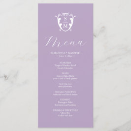 Boda Menus Monograma simple Escudo Lilac