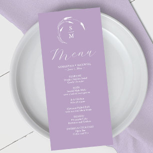 Boda Menus Simple Monograma Lavanda