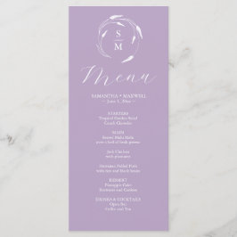 Boda Menus Simple Monograma Lavanda