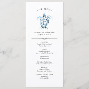 Boda Menus Simple Watercolor Sea Turtle