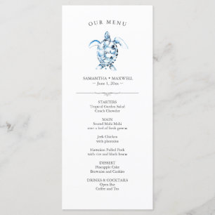Boda Menus Simple Watercolor Sea Turtle