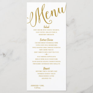 Boda Menus   Tipografía moderna (oro)