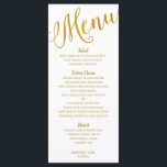 Boda Menus | Tipografía moderna (Relieve metalizad<br><div class="desc">Este moderno diseño de tipografía / caligrafía presenta la palabra "Menú" en la parte superior en falso Relieve metalizado de oro. Este es un falso Relieve metalizado de oro... no es real,  sino un efecto impreso.</div>