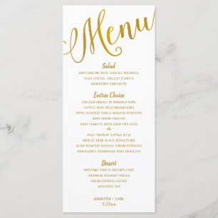 Boda Menus   Tipografía moderna (Relieve metalizad