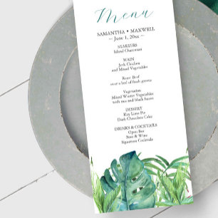 Boda Menus Tropical Destination Palm Leaves