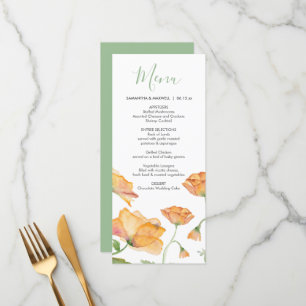 Boda Menus Watercolor Naranja Florals