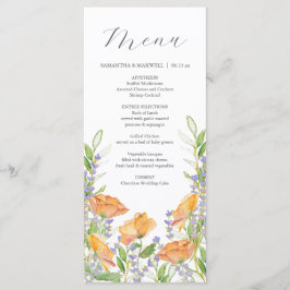 Boda Menus Watercolor Wildflower Tema