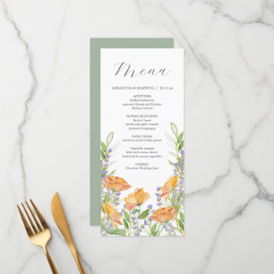Boda Menus Watercolor Wildflower Tema