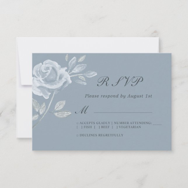 Boda mínima de Rosa azul turbio RSVP (Anverso)