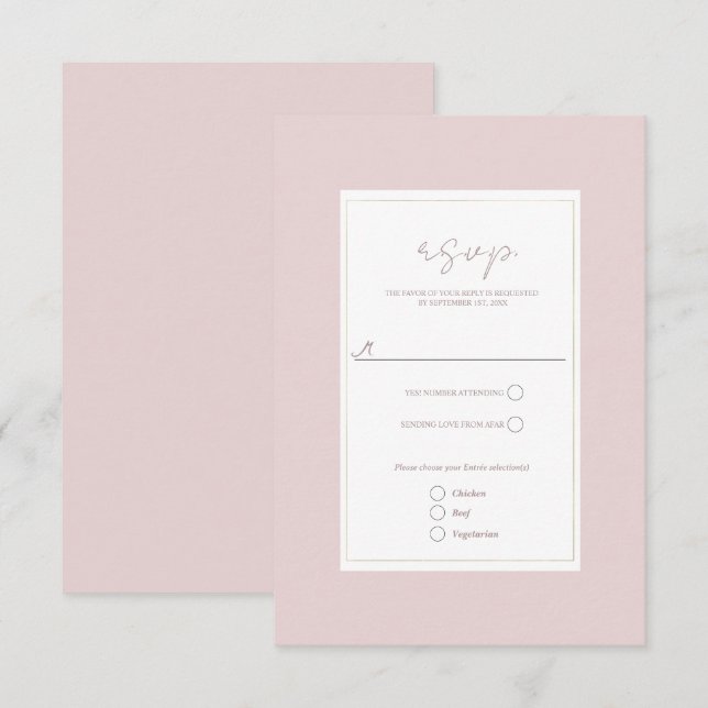 Boda Mínima Moderna Rosa y Dorada de Ostras RSVP (Anverso / Reverso)