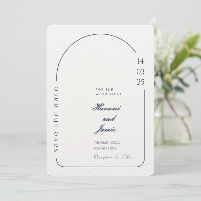 Boda Minimalista beige Guardar la invitación de fe (Anverso de pie)