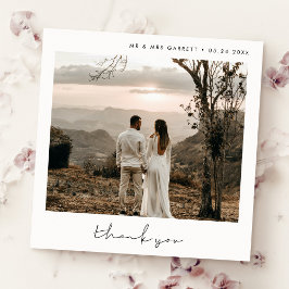 boda minimalista cuadrado Gracias tarjeta