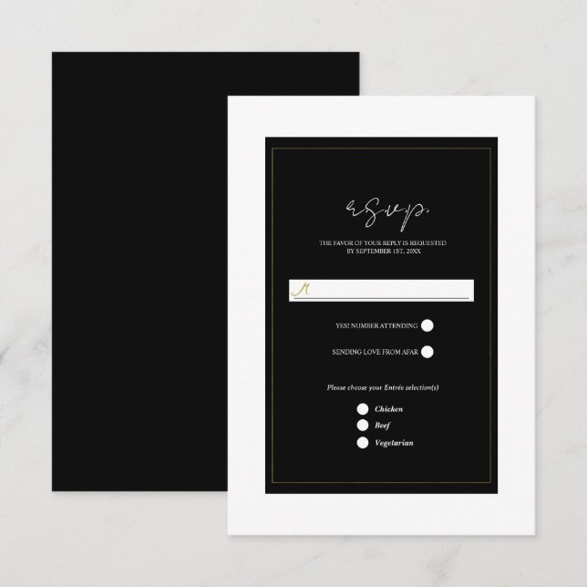 Boda Minimalista Moderna Dorado Blanco RSVP (Anverso / Reverso)