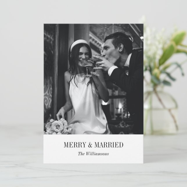 Boda Minimalista Moderna Foto Navidad Chic (Anverso de pie)