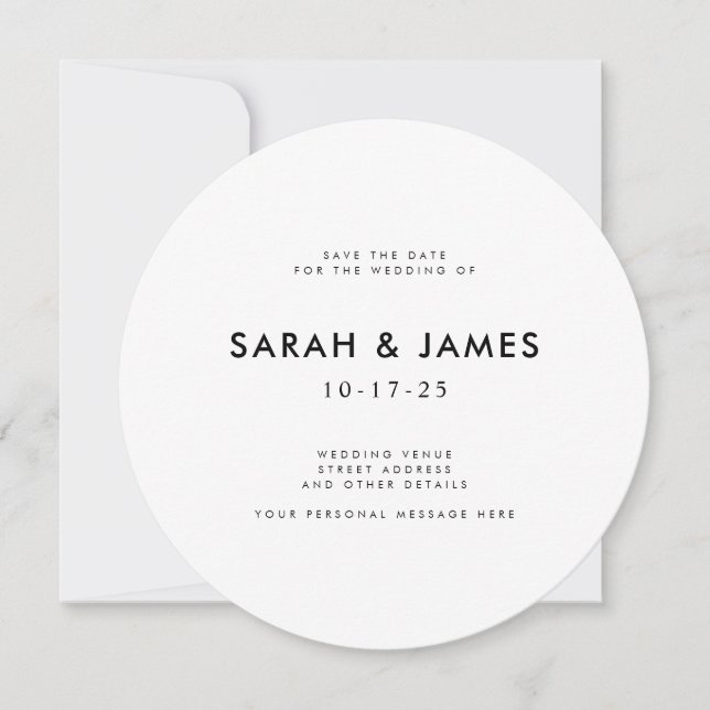 Boda minimalista moderna Guardar la invitación de  (Anverso)