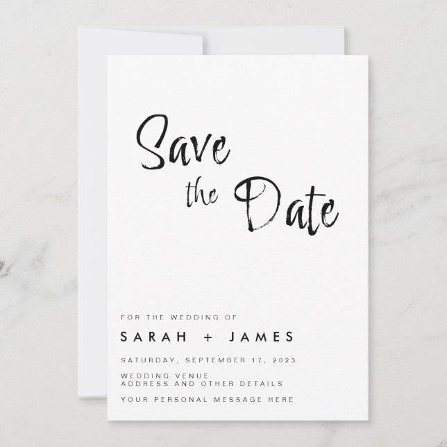 Boda Minimalista moderna Guardar la invitación de  (Anverso)